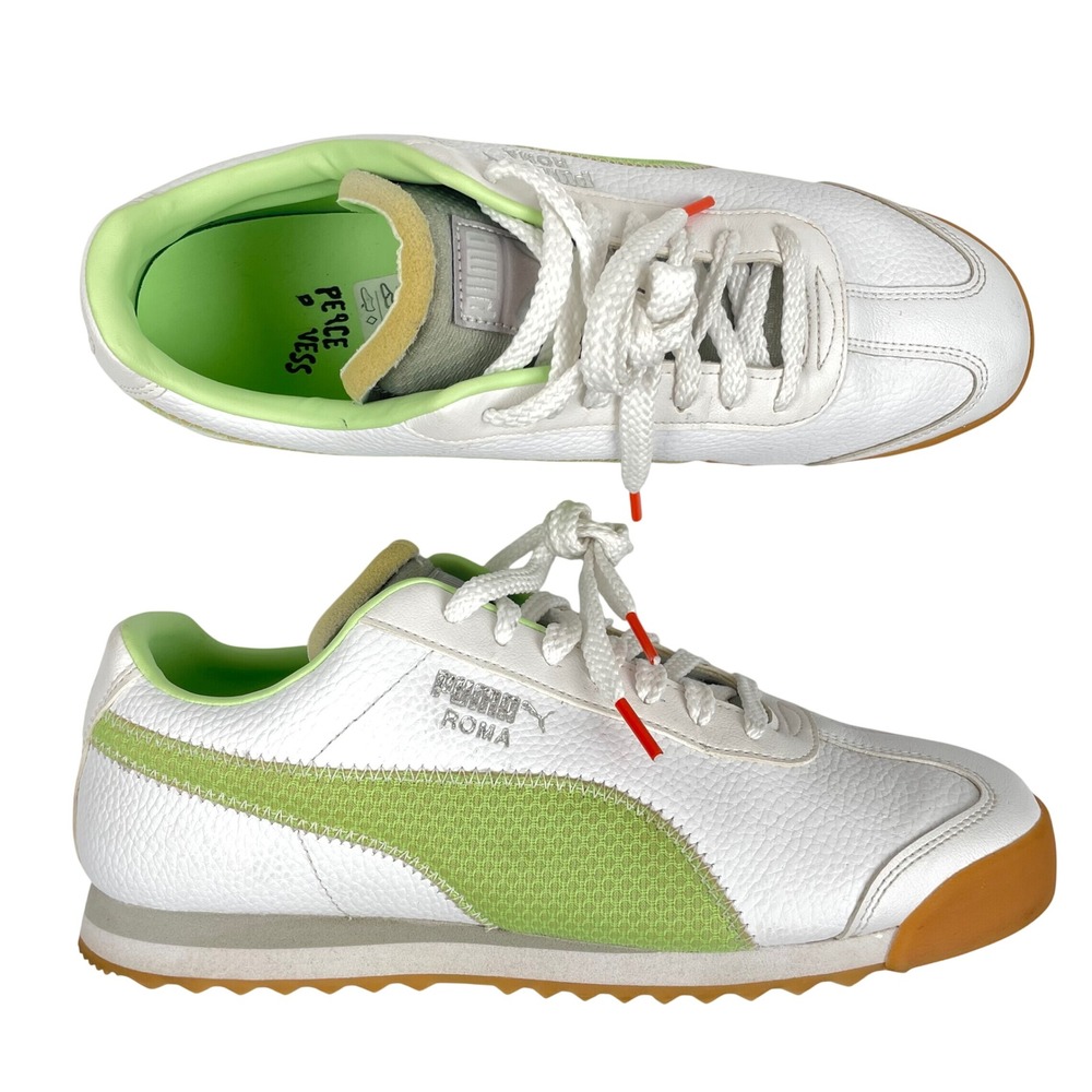 Puma Mens Roma PPE Shoes Lifestyle Sneakers White / Lime Green - Mens Size 11